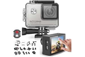 EASYPIX GoXtreme Vision+ 4K Ultra HD Action Cam, 4K @ 30fps, 5 cm (2.0 Inch) Touch Screen, 170° Wide Angle, Waterproof up to 30 m, 12MP Sensor, Silver