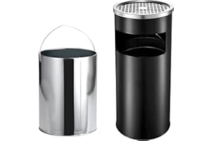 LIUWEIBIN Poubelle à Cendrier,Poubelle en Acier Inoxydable avec Cendrier,Cendrier sur pied avec poubelle Inox pour Hall d'hôtel, centre commercial, supermarché, bureau
