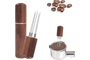 LEIMEND narzędzie WDT mieszadło do kawy espresso naturalne drewniane narzędzie do mieszania kawy z uchwytem z 5 cienkimi igłami, kawa mielona do łamania muszli