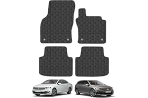 CAR MAT CO Car Mats for VW Passat (2015-2022) Tailored Fit Rubber Floor Mat Set Accessory Black Custom Fitted 4 Pieces - Anti-Slip Backing, Heavy Duty & Waterproof