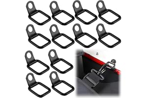 FAELNK Anillo de Amarre Argollas de Amarre INOX 20 Piezas Anillo En D Anilla de Amarre con Tornillos de Rosca Puede Soportar 100KG para Asegurar Cargas En Remolques Camiones Botes Negro (12 Piezas)