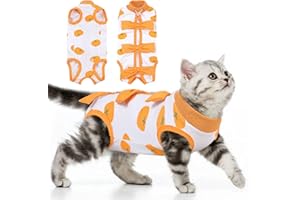 PUMYPOREITY Combinaison de Récupération de Chat, Gilet de Récupération Anti-léchage Chemise de récupération Chirurgicale Plaies Abdominales Collier E Alternative pour Chat après la Chirurgie(Orange, XS)