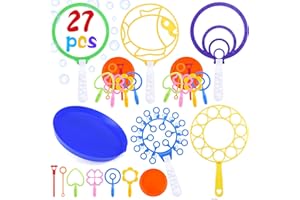 INNOCHEER Seifenblasen Set für Kinder, 27 Stück Große Seifenblasenstäbe - Seifenblasen Blase Zauberstab Einstellen Seifenblasen,Kinder Seifenblasen Set Multibubbler für Sommer Outdoor aktivitäten