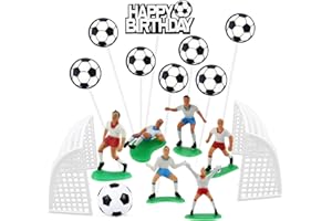 DAGORD Lot de 19 Décorations Gateau Football Figurines Anniversaire Football Garcon Gâteau Décoration de Dessert de Gâteau de Football Anniversaire de Football Garcon Cake Topper Decoration Enfant