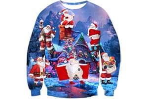 Rave on Friday Unisexo Navidad Sudaderas 3D Impresión Ugly Christmas Sweater Hombre Tops Sweatshirt S-XXL