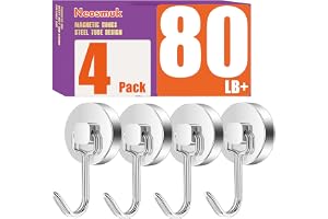 Neosmuk kraftig magnetkrok, 30 kg+, silver, 4-pack | 180° vridkrok med stålrörsbas, borrfri för kryssningshytter, metalldörra