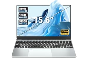 ZONATRIX 15,6" Notebook, PC Portatile 16GB RAM 512GB SSD, Celeron N5095 CPU, 180° Opening and Closing Schermo, Laptop Digitale Tastiera Retroilluminata+Sblocco Impronta Digitale, Mini HDMI+USB 3.0