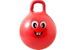 Idena 40093 – hoppboll Happy Face i rött, diameter ca. 45–50 cm, lastkapacitet upp till 50 kg, perfekt för sommar, park eller dagis