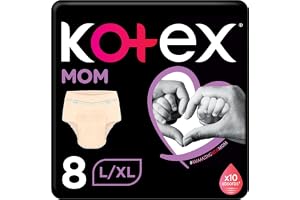 Kotex Mom Post Birth Disposable Underwear, Pack of 8 Maternity Pants, Large & Extra Large, Absorbs 10x More, Extra Protection & Comfort