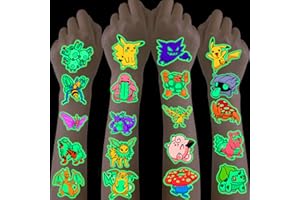 ‎DROOKAEN Tattoo Kinder, 12 Blätter Kinder Leuchttattoos, Hautfreundliche Kindertattoos für Mädchen Jungen Mitgebsel Kindergeburtstag