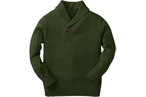 Feziakuk Maglione da ragazzo con collo sciallato, in tinta unita, per bambini, autunno, inverno, a maniche lunghe