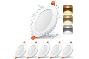 GIZMIFY LED Einbaustrahler 230V, Ultraschlanke 7 W Badezimmer Einbauleuchten LED Spot, Dimmbar Warmweiß 2700K Neutralweiß 4100K Kaltweiß 6500K, Deckenspots für Badezimmer, Küche, Wohnzimmer, 6er-Set