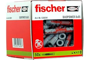 Fischer Duopower Kołki Uniwersalne, Czerwony/Szary, 50 Sztuk