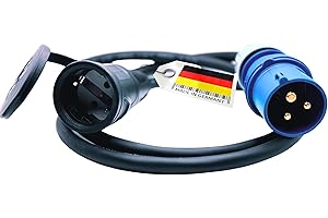 EW24 CEE-Stecker und Schutzkontaktkupplung – IP44 Wohnmobil Zubehör mit Schutzkappe – 3-polige Leitung für Schuko Stecker – Made in Germany (1 Meter)