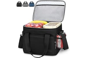 Lubardy 30L (48 latas) Bolsa isotérmica con Nevera Flexible para Almuerzo, Bolsa Grande y isotérmica para Mujer, Hombre, Oficina, Compras, Picnic, Negro, Gris y Azul