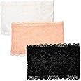 PRETYZOOM Boob Towel Boob Towel 3pcs Womens Lace Floral Bandeau Bralette Strapless Bras Seamless Stretchy Wrap White Black Skin Color Size XL Cleavage Cover Up Cleavage Cover Up