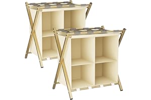 Huhote Luggage Rack Stand with storage, Guest Room Folding Suitcase Stands Holds up to 120 lb, Folding Luggage Rack Space Saving Suitcase Holders for guest room, Bedroom Hotel, 2 x Golden