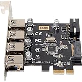 cablecc Adattatore scheda di espansione HUB PCI Express per scheda madre, 4 porte PCI-E a USB 3.0, 5 Gbps.