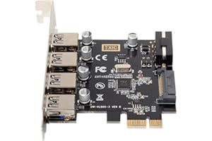 cablecc Adattatore scheda di espansione HUB PCI Express per scheda madre, 4 porte PCI-E a USB 3.0, 5 Gbps.