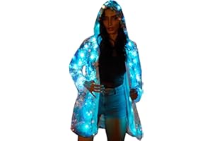NIWOTA Damen Mädchen LED Pailletten Super Flash Jacke Leuchten Rave Kreative Mantel Bühnenkostüm Xmas Party Kostüm 15 Farbe LED008