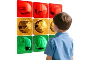 Geiserailie 9 Pcs Sensory Wall Mirror Acrylic Bubble Mirror Toys for Calming Corner Items - Sensory Room Have Visual, Tactile Stimulation (6 x 6 Inch,Red,Yellow,Green)