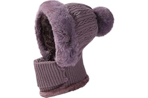 JFAN Cappelli Donna Inverno Berretto Donna in Maglia Cappello e Sciarpa Donna in Pile Caldo per Sci Outdoor
