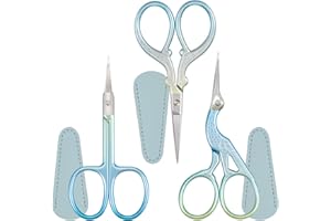 BQMEZRNUS 3PCS Embroidery Scissors Stainless Steel Small Craft Scissors for Sewing Needlework, Threading Cutting, Handicrafts Trimming with Leather Protective Case