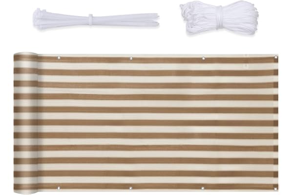 Sekey Brise-vue pour balcon Couverture de balcon en HDPE 220 g/m², 120x500 cm, légèrement transparent, protection contre le vent et les UV, résistant aux intempéries, avec œillets, serre-câbles en