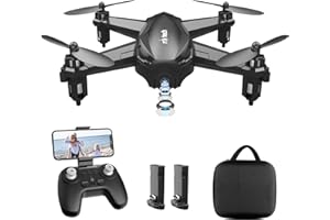 EYLM Mini Drone con Cámara 1080P, RC Drone Quadcopter con App WiFi FPV, Modo sin Cabeza, Gravedad RTF, Optical Flow Positioning, 3D Flip, Dron Plegablepara para Principiantes y Niños, Dos Baterías