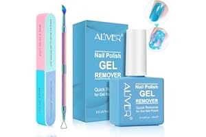 ATOANY Solvente per Smalto 15ml con lima per unghie e Spingi Cuticole, Remover Semipermanente , Gel , Rimuove Facilmente e Rapidamente lo Smalto in 3-5 Minuti, Non fa Male alle Unghie
