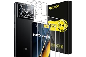 QULLOO Folia ochronna na wyświetlacz ze szkła pancernego do Xiaomi Poco X6 Pro 5G, 3 sztuki folii ochronnej na wyświetlacz z 3 sztukami ochrony aparatu [szkło hartowane o twardości 9H] [szkło