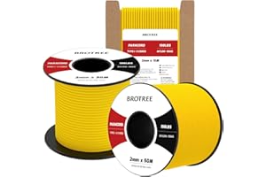 Brotree 2mm Paracord 3 Hebras 15M 100% Nylon Cuerda de Paracaídas para Al Aire Libre, Artesanía, Bricolaje - 90kg Carga de Rotura (Amarillo Dorado)