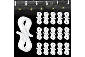 Dalugo Gutter Clips for Outdoor Lights, 120 Pcs White Mini Plastic S Gutter Hooks for Hanging Icicle Fairy Light, Outside Christmas String Lights, Christmas Tree Decorations