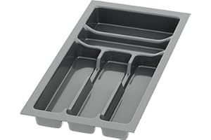 Sossai inserto para cubiertos Divio para cajones de 30 cm de ancho, 23x49 cm – recortable, 5 compartimentos, antracita, bandeja para cubiertos de plástico para cajones