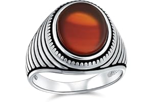 BLING JEWELRY Personnaliser Homme Onyx Noir Bleu Turquoise Marron Oeil De Tigre Pierre Cabochon Ovale Grande Griffe De Lion Bague De Signet Pour Homme En Argent Sterling Massif Oxydé .925 Fait À La Main En Turquie