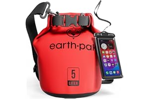 Earth Pak – Wasserdichter Packsack mit Schultergurt und wasserfester Handyhülle – Ideale Rolltop Tasche beim Kajak Fahren, Wandern, Camping, Angeln, Bootfahren und Rafting