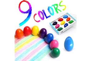 ARTSPER Egg Crayons for Toddlers - 9 Colors Washable Solid Egg Crayons for Baby Hand Grip, Non-Toxic, Safe, Not Dirty, Finger Crayons for Kids Infants, Children, Boys and Girl, Birthday Party Gift (9 Colors)
