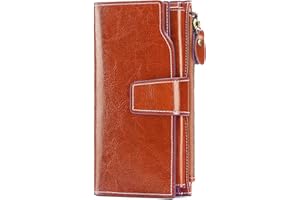 SENDEFN Monederos Mujer Cartera de Gran Capacidad de Cuero,Monedero Largo de Mujer con RFID Bloqueo Cartera de Piel con Cremallera para Tarjetas