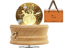 JOIENDY Carillon con Sfera di Cristallo, Rotazione a 360° della Base 3D Palla di Cristallo 70mm Sfera Vetro Lampada a LED Regalo per Natale Compleanno San Valentino della Mamma Decorazione