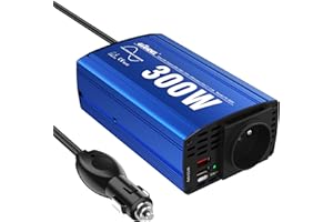 300W Pur Sinus Convertisseur 12V 220V 230V Onduleur à Onde Sinusoïdale Pure Adaptateur de Voiture avec Double USB 4.8A et Prise AC pour Tablettes Portables Smartphones GIANDEL