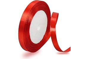AHOMAME Red Satin Ribbon 6mm, 23 Meters Solid Colors Fabric Ribbon for Crafting, Gift Wrapping, Balloons, DIY Sewing Project, Hair Bows and Cake Decoration