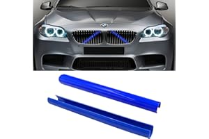 Jaronx Compatible with BMW Grill Inserts for 2 5 6 7 X1 X2 Series,F10 F11 F45 F12 F13 F01 F02 F48, Compatible with BMW V Brace Wrap Covers Blue Grill Stripes Front Grill Insert Trims Stripes (Blue)