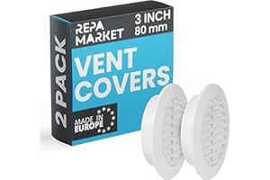 Repa Market 80 mm, biała, okrągła kratka wentylacyjna z ochroną przed owadami – osłona z tworzywa sztucznego do ogrzewania HVAC, chłodzenia, klimatyzacji – do wewnątrz/na zewnątrz, garażu, altany