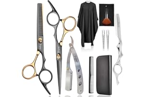 ‎FCYSY Friseurschere Haarschneideschere Effilierschere Set, Fcysy 11 Stk Friseur Scheren Professionell Haarschere, Schere Haare Schneiden Frisör Schere Haarschere Kinder Hund Effilierschere Friseur Profi
