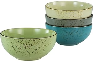 CreaTable, 23421, Serie Nature Collection Bunt, 4-teiliges Geschirrset, Müslischale, Buddhabowl aus Steinzeug, Mehrfarbig