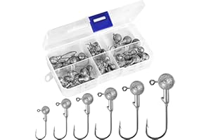 Annyswit Jigköpfe Set 50 Stück / 6 Größen Hochwertige Jigköpfe für Gummifische, für Zander, Barsch & Hecht. Mit verschiedenen Gewichten für eine breite Anwendung beim Angeln (1g, 2g, 3g, 5g, 7g, 10g)