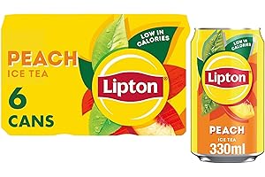 Lipton​ Peach Ice Tea Can 330 ml​ (Pack of 6), low calorie​ soft drink​, 100% black tea extract​
