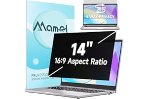 Mamol 360° Laptop Privacy Screen 14 Inch 16:9, 4-Way Computer Monitor Privacy Shield, Matte Anti Glare Blue Light Filter Compatible with Lenovo Hp Dell Acer Asus Thinkpad Envy Xps