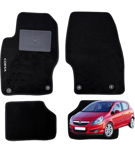Kit Tappetini QUEMAR Su Misura Per Opel Corsa C 2000-2006, Moquette E Gomma, 2 Anteriori + 2 Posteriori, Ricami Personalizzati