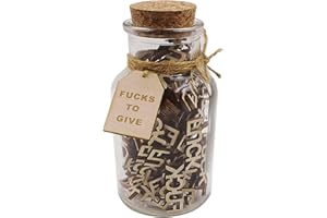 TINGSING Jar of Fucks Gift Jar,Fucks to Give,Wooden Cutout Fuck Letter Piece,Bad Mood Vent Gift for Birthday,Valentine's Day,Christmas, Funny Gift for Friends Boyfriends Grifriends